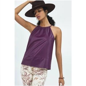 Large like new Anthropologie Sundays in Brooklyn Safya tank faux leather plum